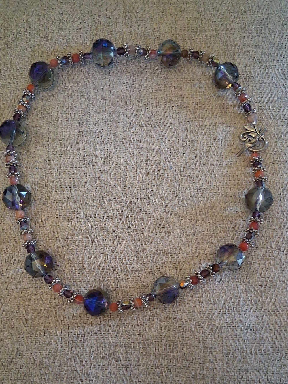 Handcrafted Purple Beaded Crystals Statement Necklace - Elegant Women's Jewelry - Picture 5 of 8